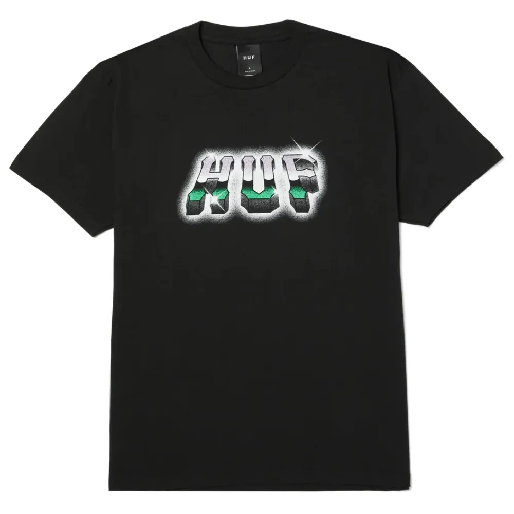 HUF Chrome Grit Black T-Shirt [Size: S]