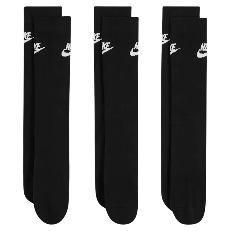 Nike Sportswear Everyday Essential Black White Extra Large 3 Pair Crew Socks