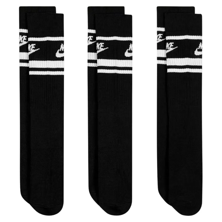 Nike Sportswear Dri-FIT Everyday Essential Black White Extra Large 3 Pair Crew Socks