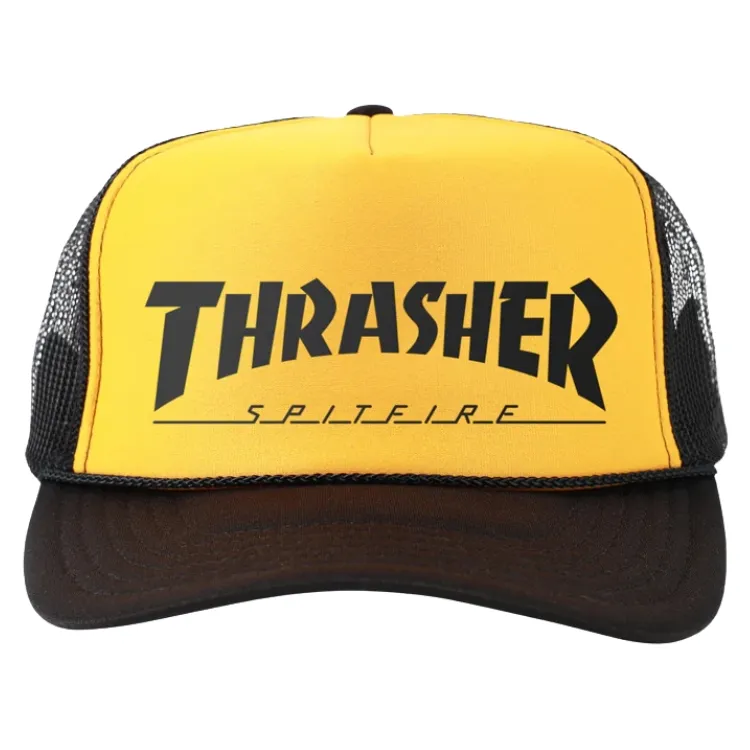 Thrasher X Spitfire Black Gold Trucker Hat
