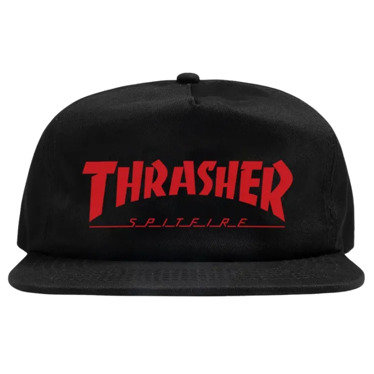 Thrasher X Spitfire Black Snapback Hat