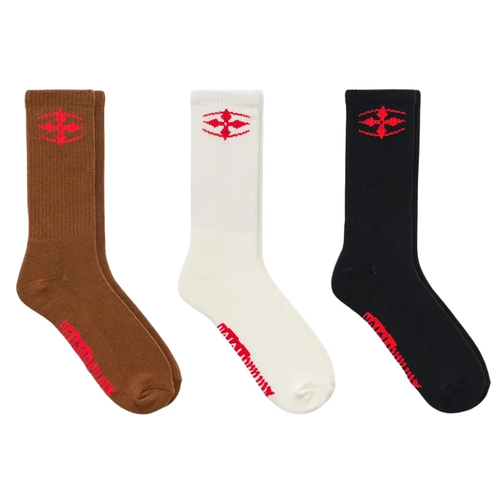 Ritual Vision Core Symbol Choc White Black 3 Pair Mens Socks
