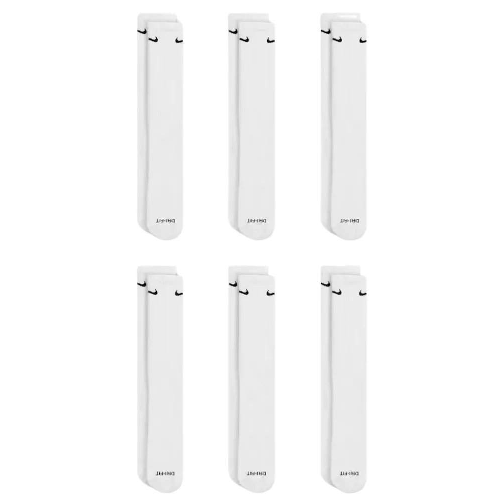 Nike Everyday Plus Cushioned Training White Black Large 6 Pair Crew Socks