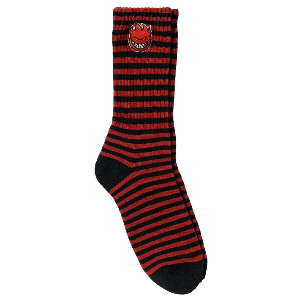 Spitfire Bighead Fill Emb Strip Black Red 1 Pair Mens Socks