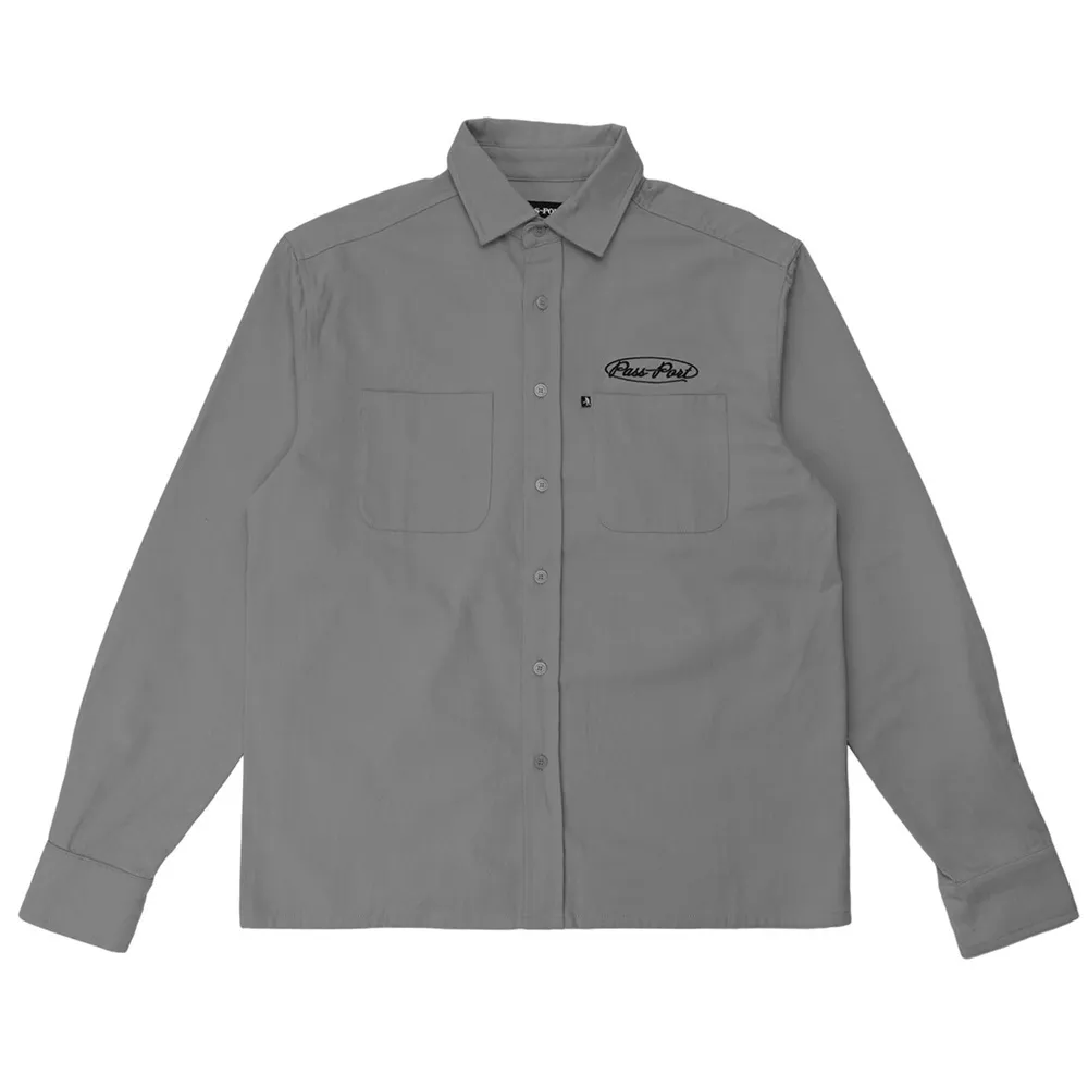 Passport Ovalit Herringbone Grey Long Sleeve Shirt [Size: L]