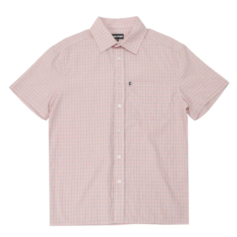 Passport Workers Check Light Pink Button Up Shirt [Size: L]