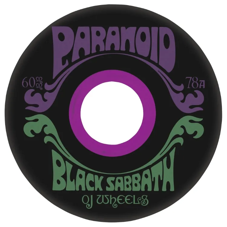 Oj X Black Sabbath Paranoid Super Juice Black 78A 60mm Skateboard Wheels