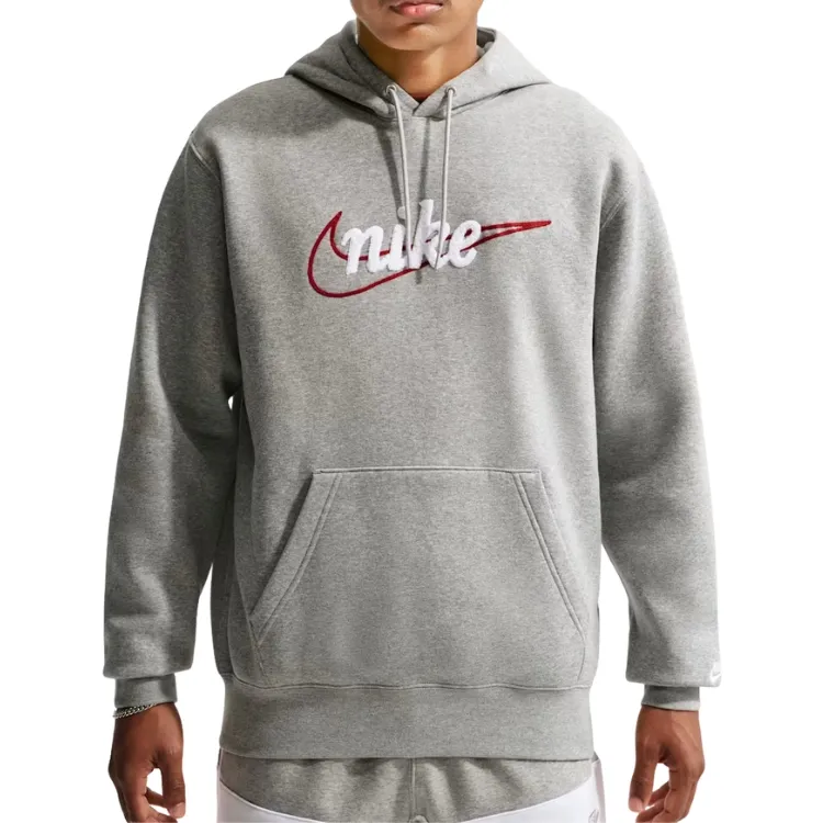 Nike SB Sportswear Club Fleece Dark Grey Heather White Hoodie [Size: M]