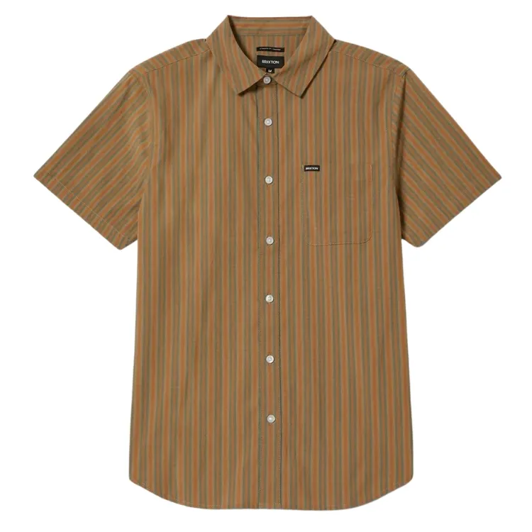 Brixton Charter Stripe Rustic Caramel Night Sage Button Up Shirt [Size: M]