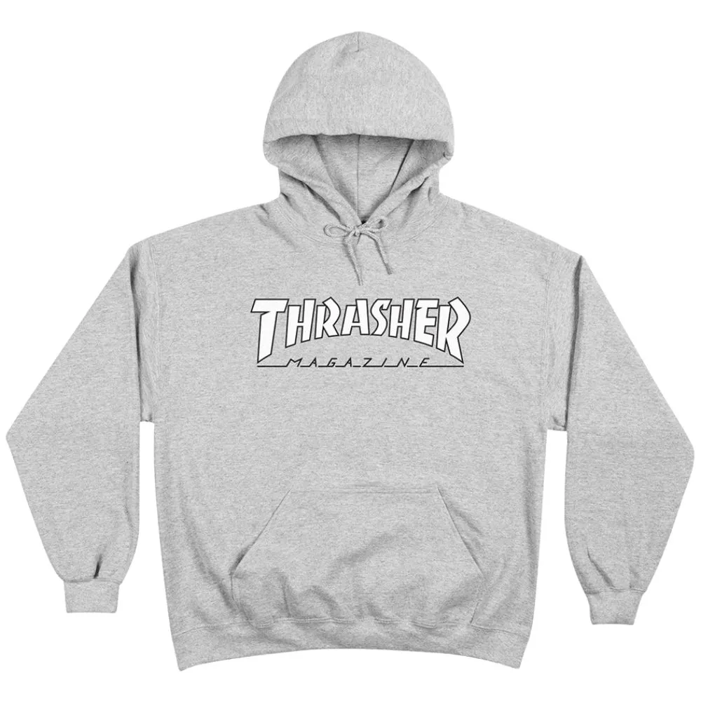 Thrasher Outlined Grey White Hoodie [Size: M]