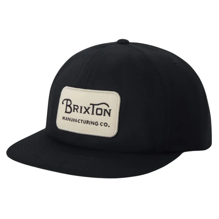 Brixton Grade Black Off White Snapback Hat