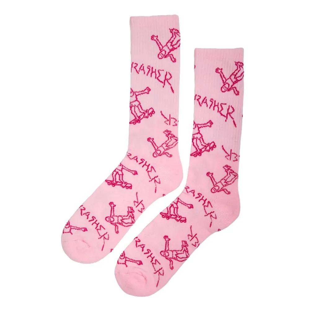 Thrasher Gonz Logo Light Pink Crew Socks