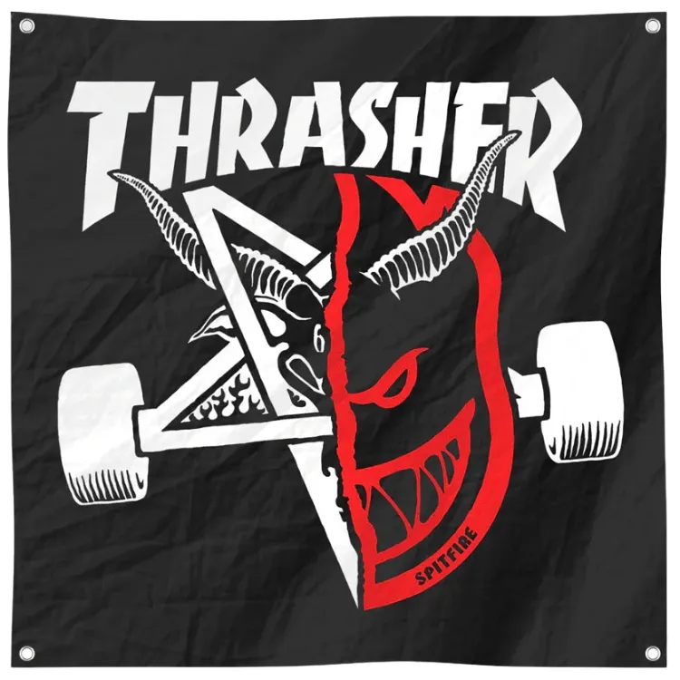 Thrasher X Spitfire Thrash & Burn Black Banner