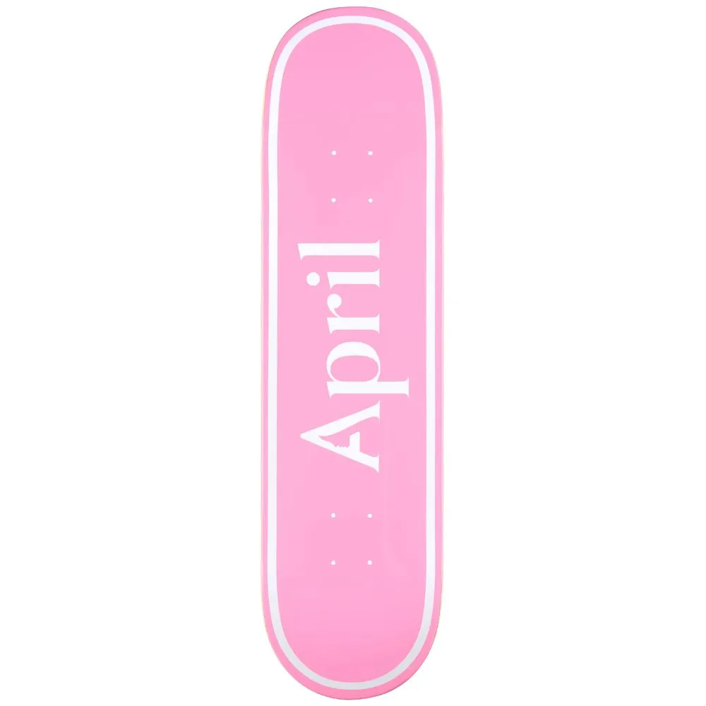April OG Logo White Pink Mini 7.37 Skateboard Deck