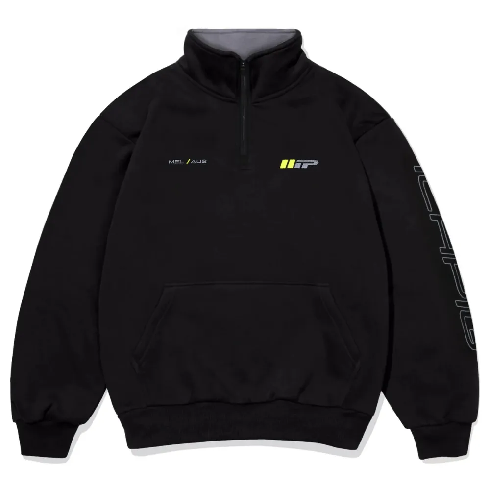 Ichpig Emblem 1/4 Zip Black Crew Jumper [Size: L]