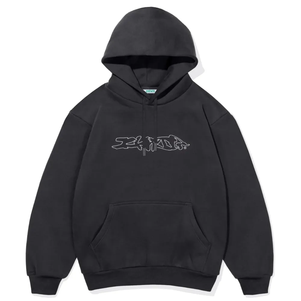 Ichpig Distort Pullcord Vintage Black Hoodie [Size: L]