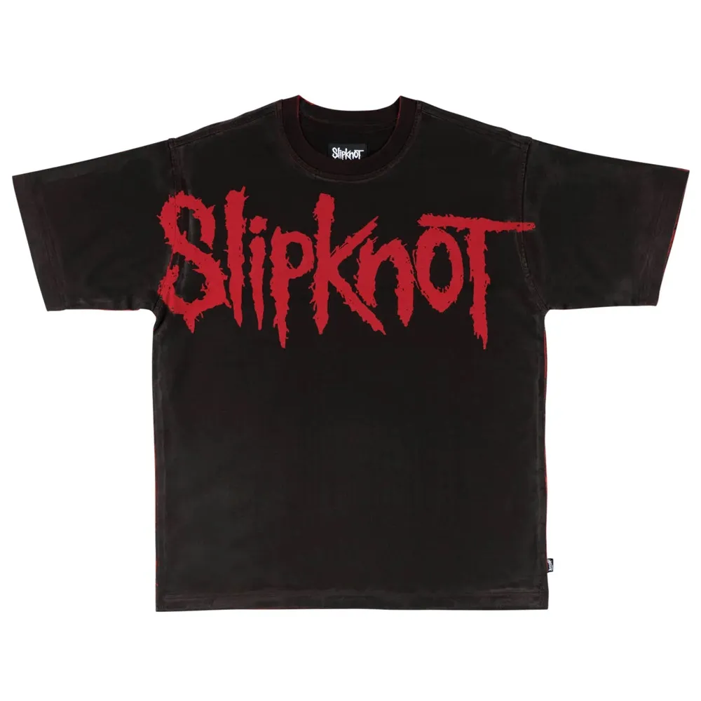 Welcome Skateboards X SlipKnot Barcode Overprint Black Red T-Shirt [Size: M]