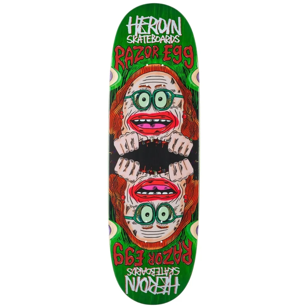 Heroin Auntie Razoregg Green 9.75 Skateboard Deck