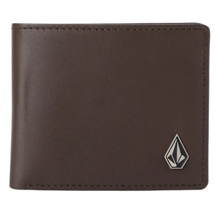 Volcom Single Stone Leather Dark Brown Wallet