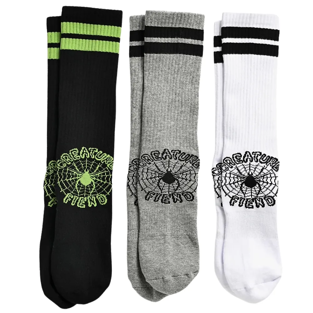 Creature Web Black White Heather Grey 3 Pack Socks