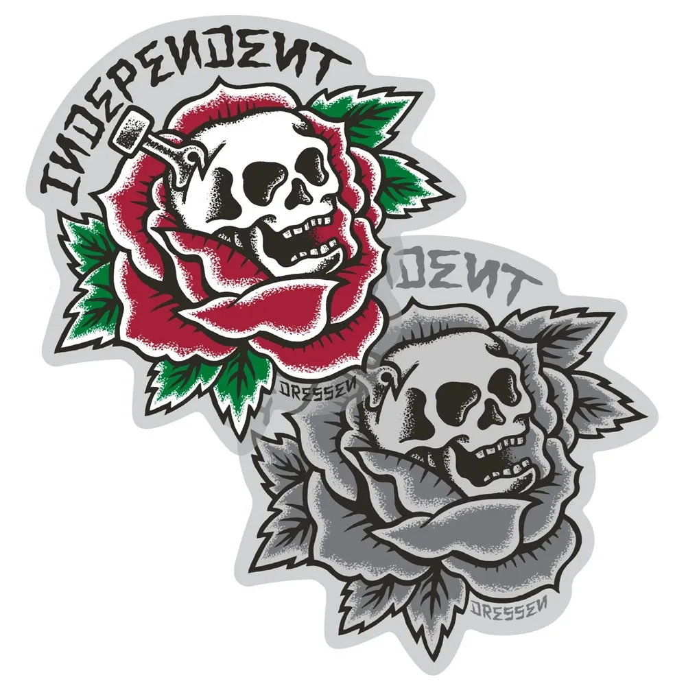 Independent Dressen Skull Rose Sticker [Colour: Red]