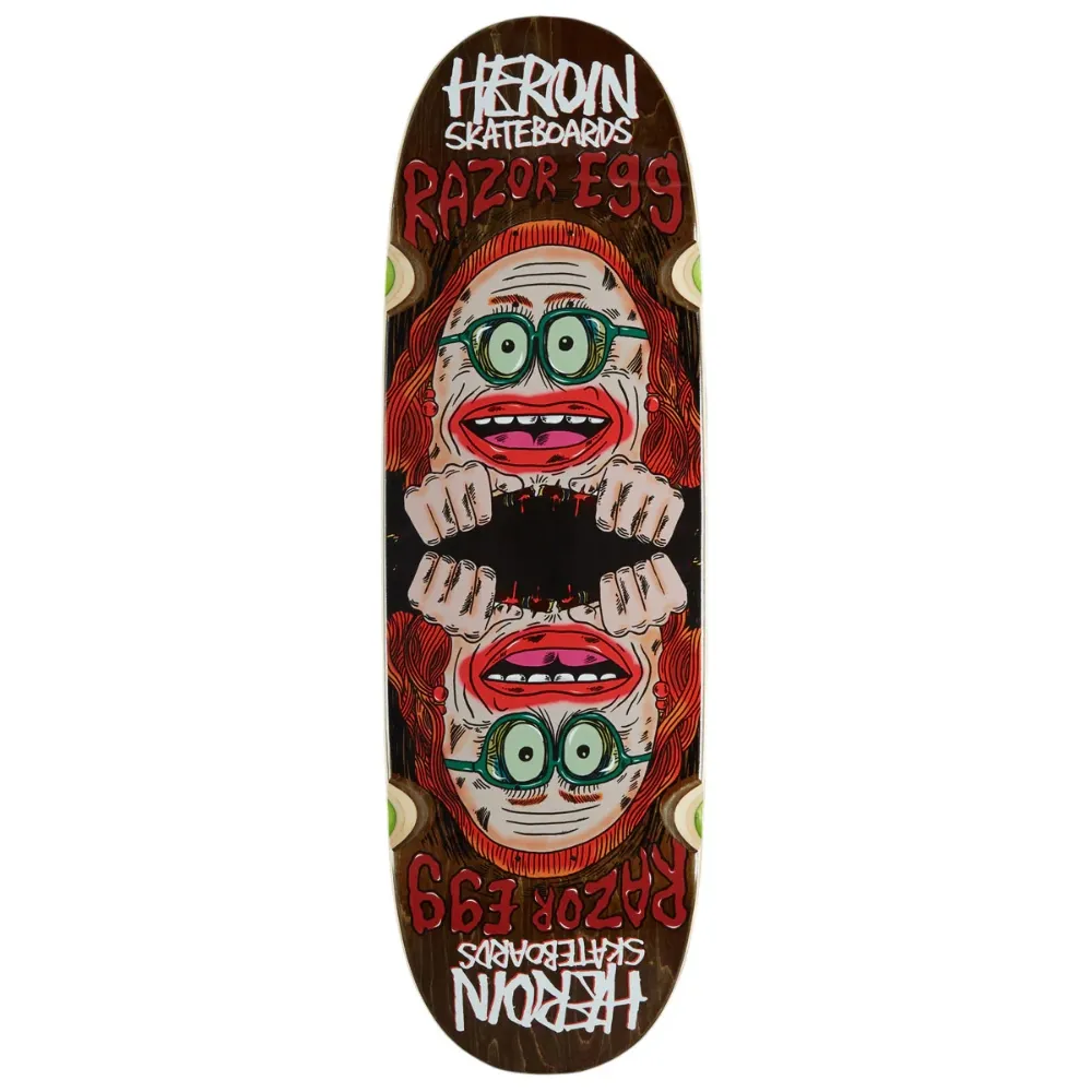 Heroin Auntie Razoregg Brown 9.75 Skateboard Deck