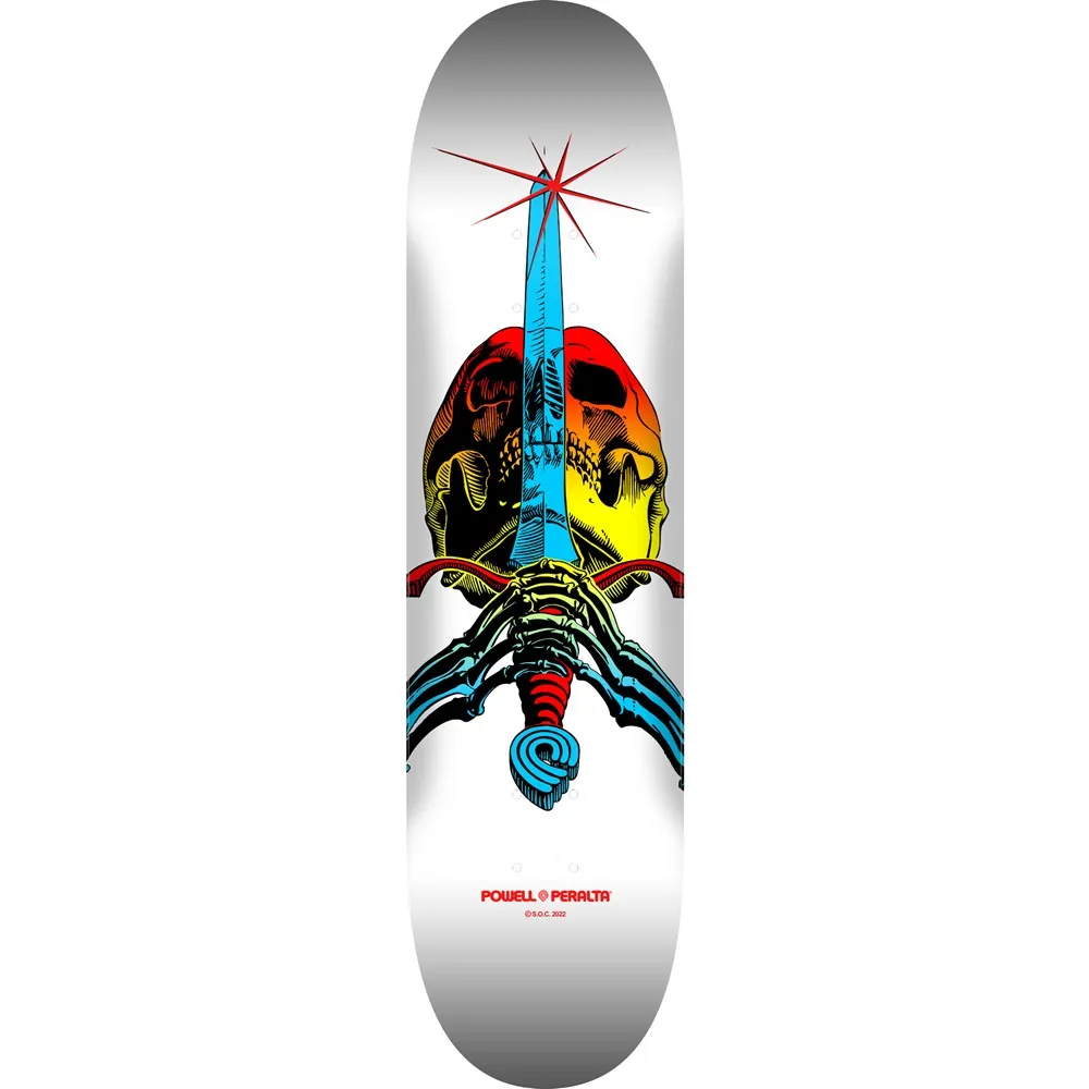 Powell Peralta Skull & Sword Yellow White Fade 8.25 Skateboard Deck