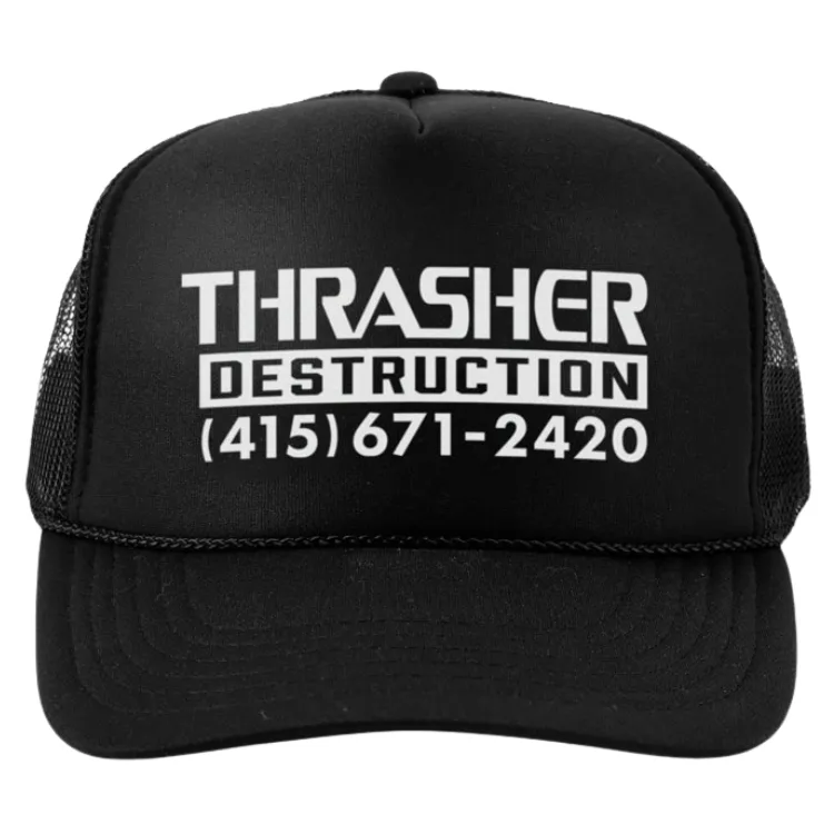Thrasher Destruction Black Trucker Hat