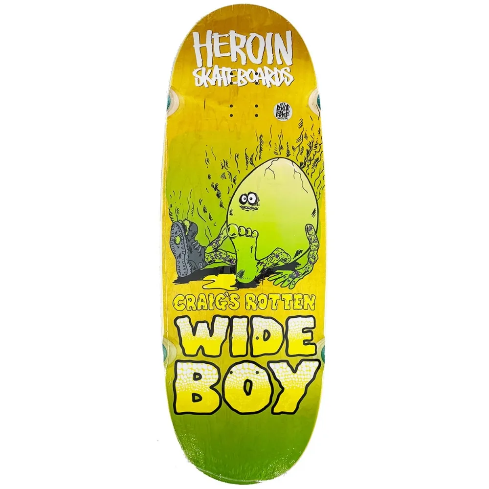 Heroin Craig Questions Rotten Wide Boy Yellow 10.75 Skateboard Deck