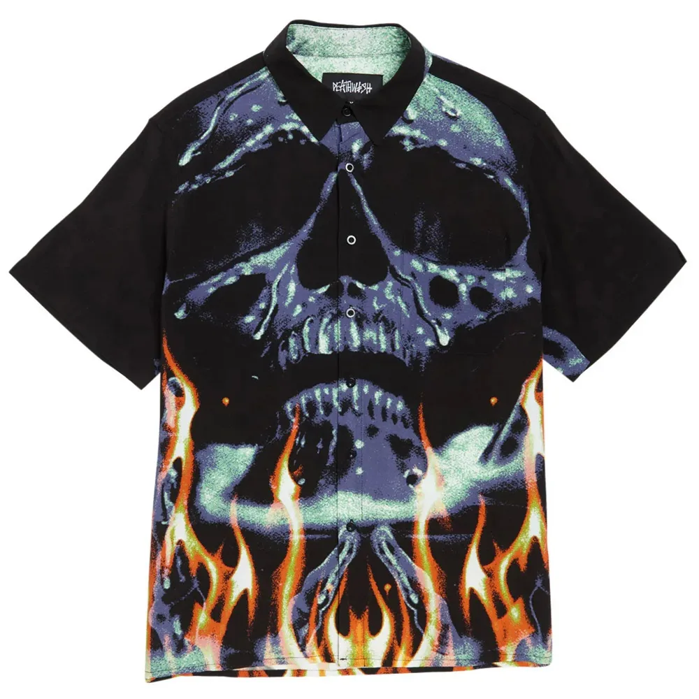 Deathwish Boiling Point Rayon Black Button Up Shirt [Size: L]