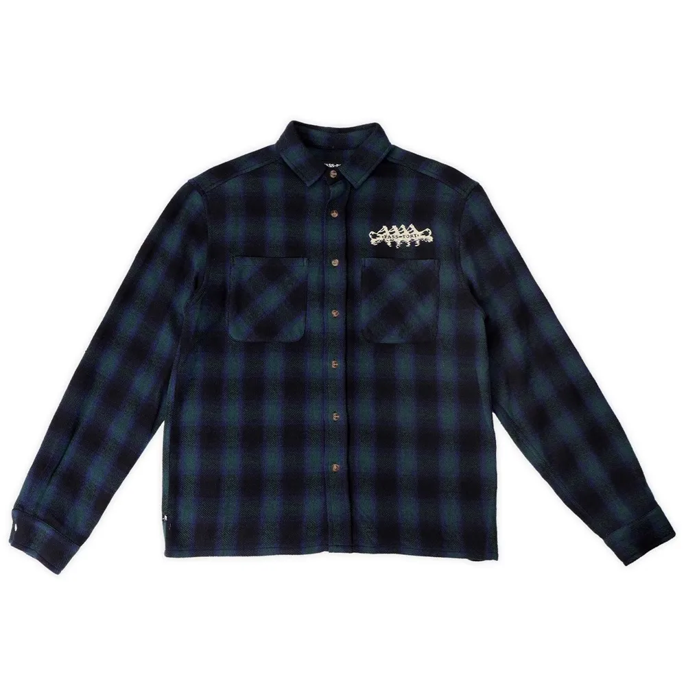 Passport Canoe Workers Black Flannel Button Up Shirt [Size: M]