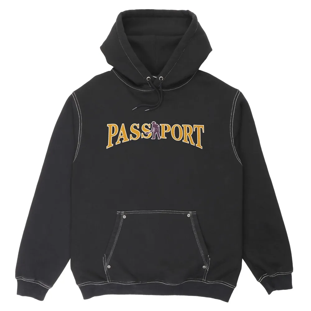 Passport Official Contrast Washed Black Hoodie [Size: M]