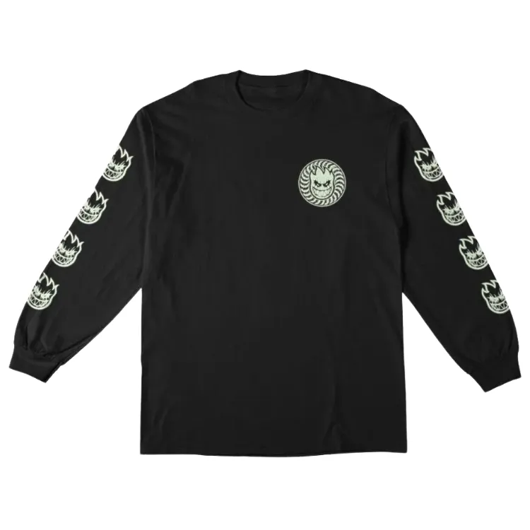 Spitfire Deathmask Classic Glow Black Long Sleeve Shirt [Size: S]