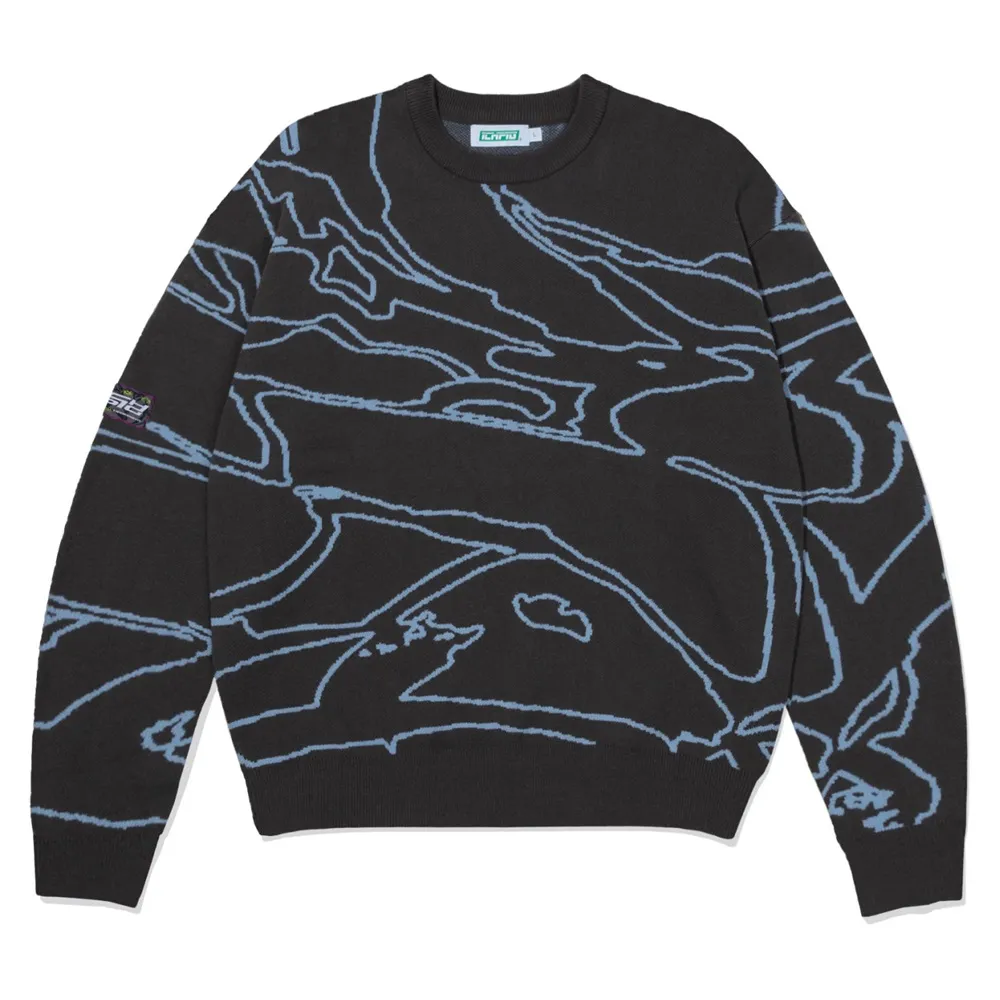 Ichpig Odyssey Knitted Charcoal Crew Jumper [Size: M]