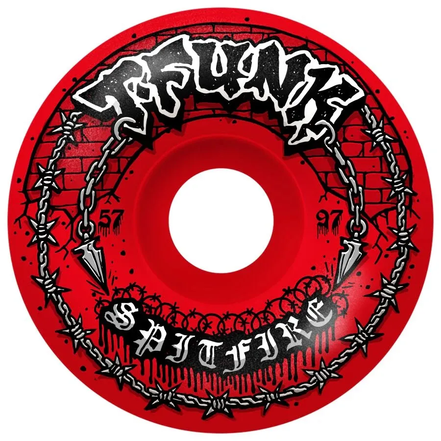Spitfire T Funk Raw Red Radial Full F4 97D 57mm Skateboard Wheels