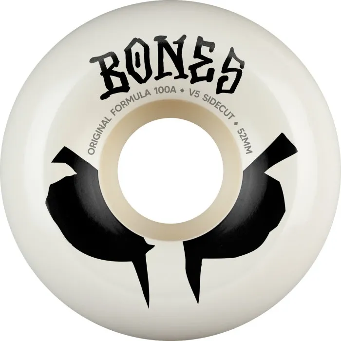 Bones OG 100's White Sidecut V5 100A 52mm Skateboard Wheels