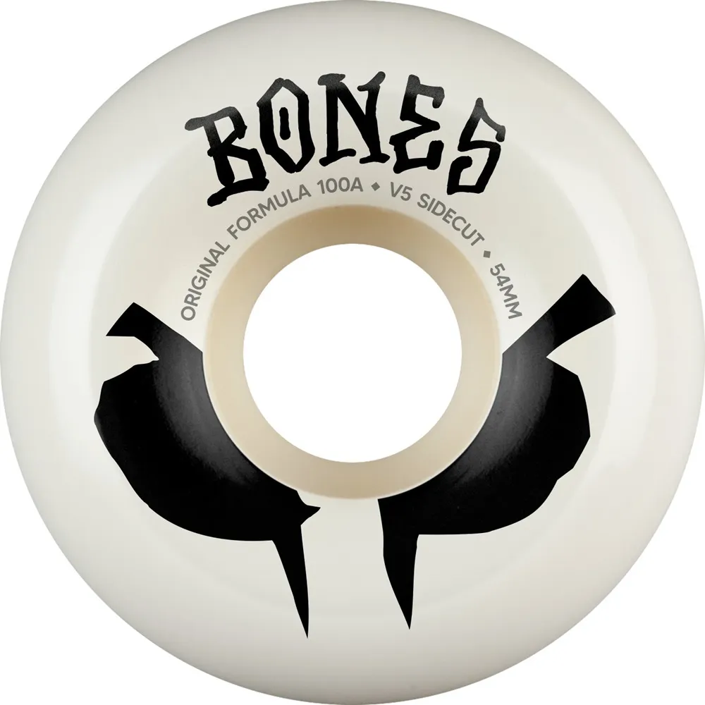 Bones OG 100's White Sidecut V5 100A 54mm Skateboard Wheels