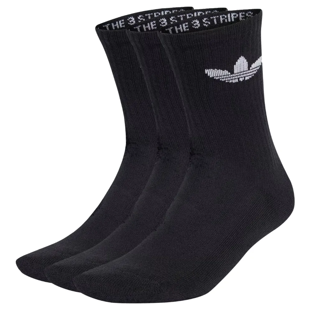 Adidas Trefoil Cushion Crew Black 3 Pair Socks [Size: L]
