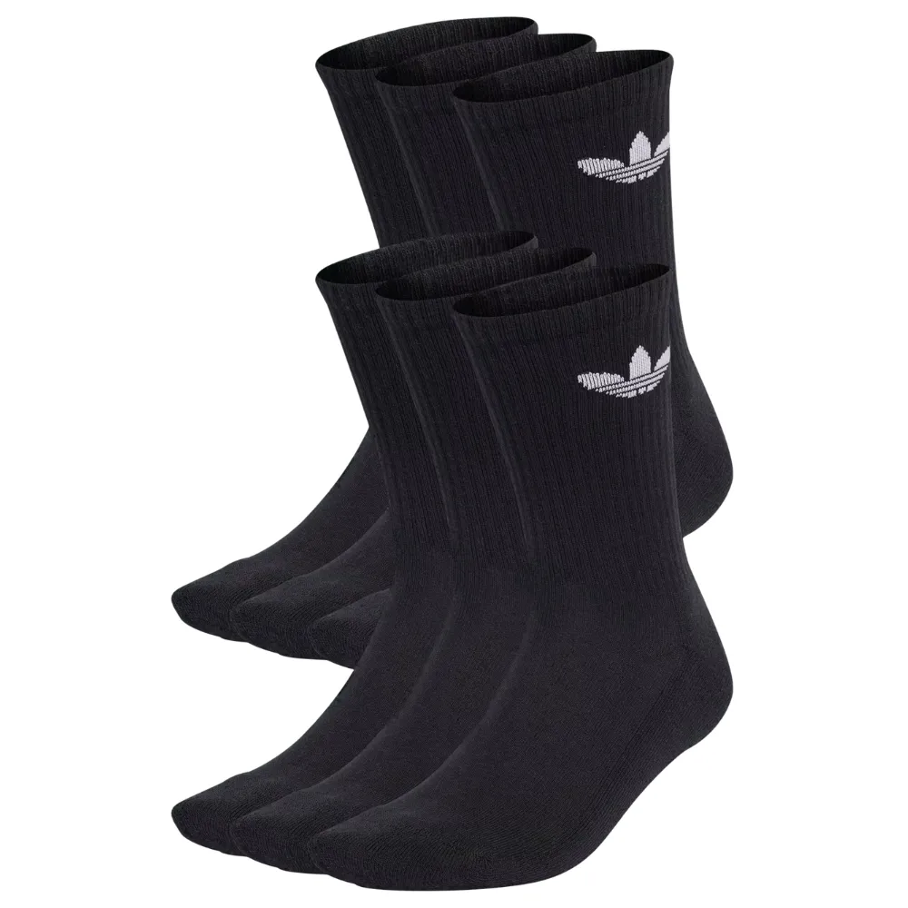 Adidas Trefoil Cushion Crew Black 6 Pair Socks [Size: L]
