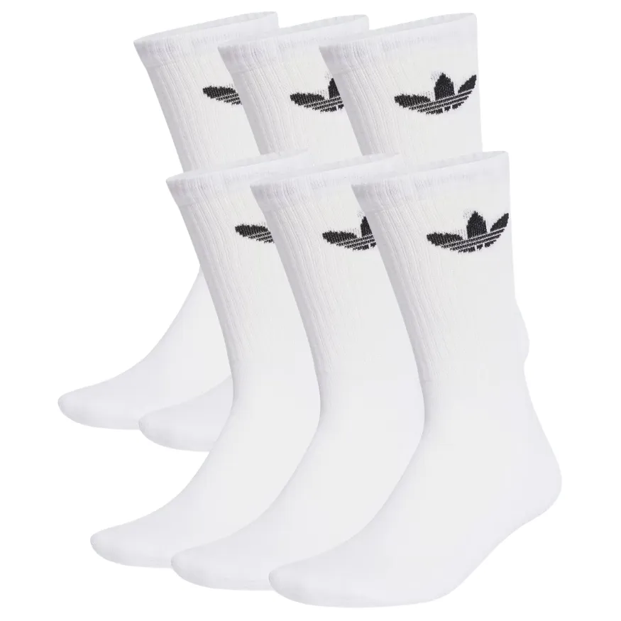 Adidas Trefoil Cushion Crew White 6 Pair Socks [Size: L]