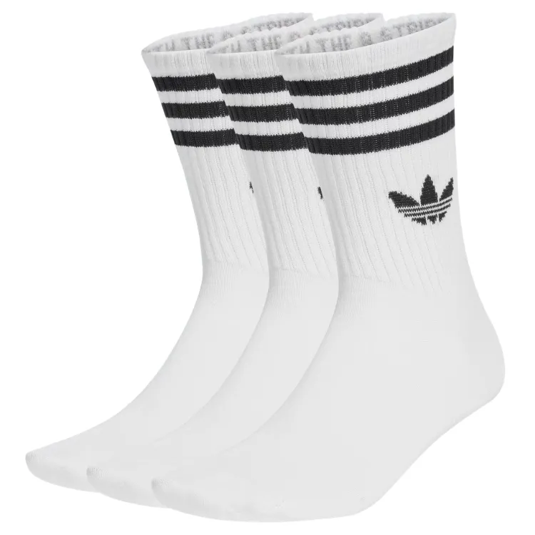 Adidas 3 Stripes Crew White 3 Pair Socks [Size: L]