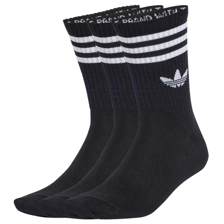 Adidas 3 Stripes Crew Black 3 Pair Socks [Size: L]