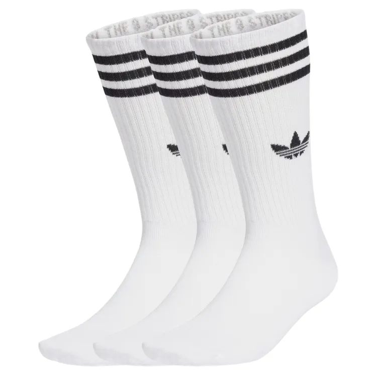 Adidas 3 Stripes High Crew White 3 Pair Socks [Size: L]