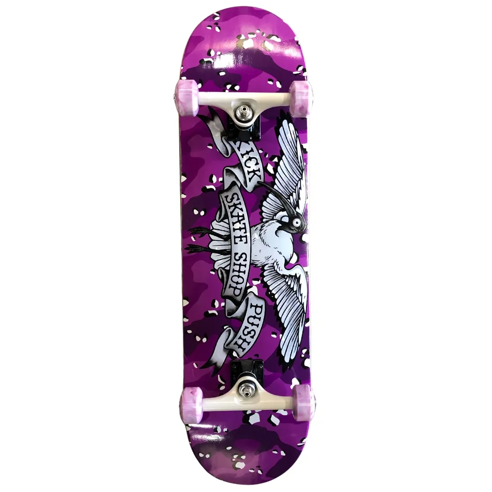 Kick Push Bin Chicken Magenta Camo 8.0 Complete Skateboard