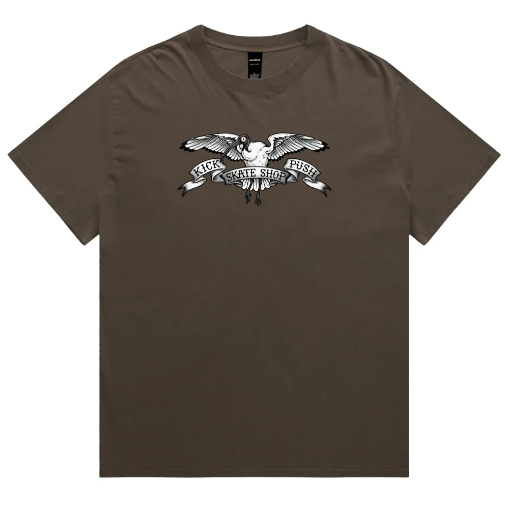 Kick Push Bin Chicken Faded Brown T-Shirt [Size: XS]