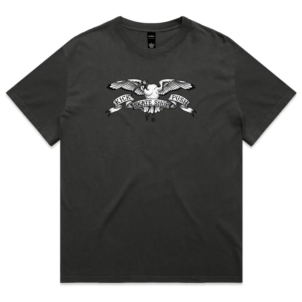 Kick Push Bin Chicken Faded Coal T-Shirt [Size: L]