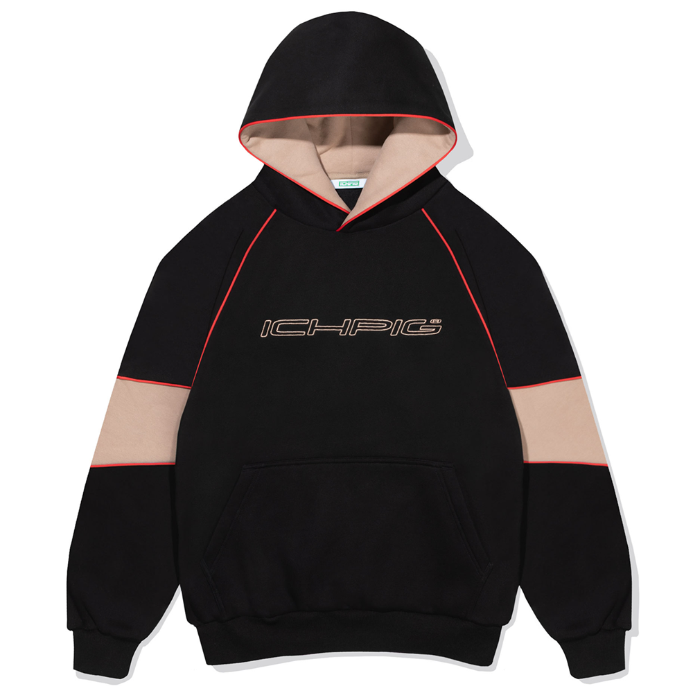 Ichpig Sportsline Panel Black Hoodie [Size: L]