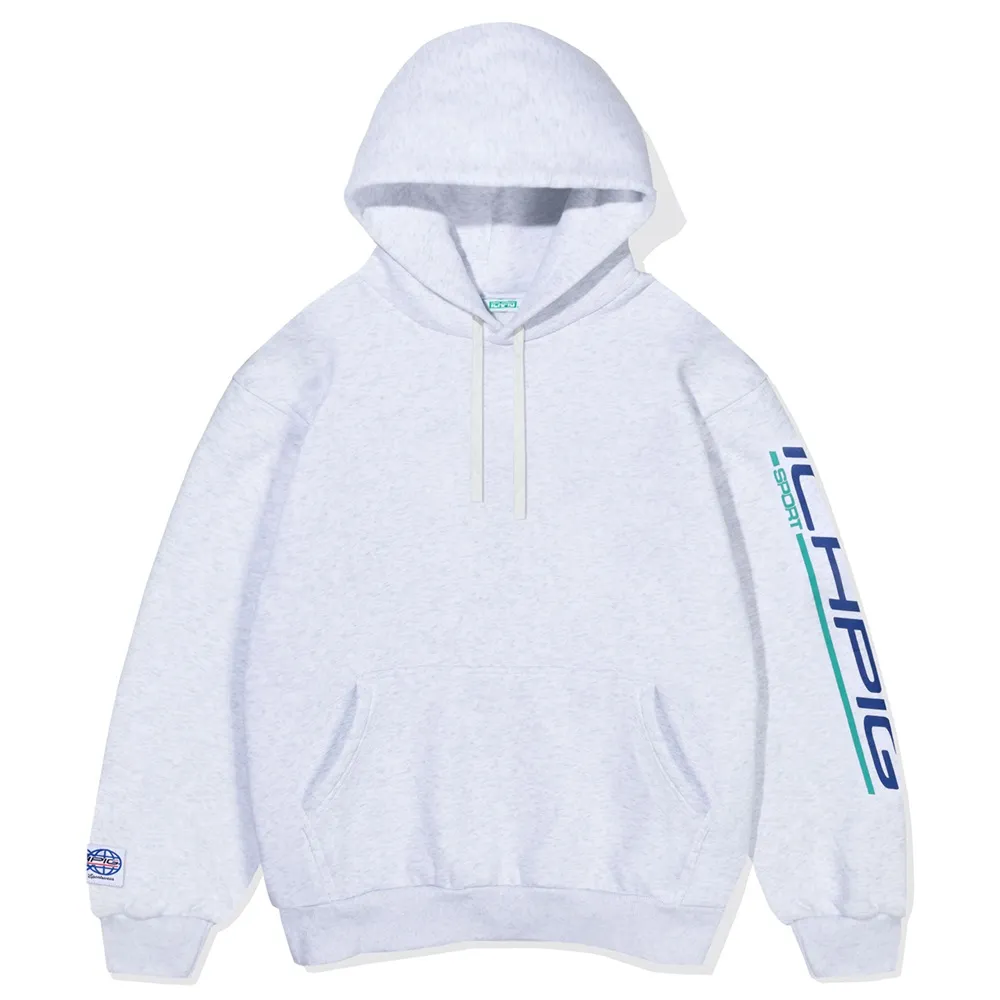 Ichpig Sports Pullcord White Marle Hoodie [Size: L]