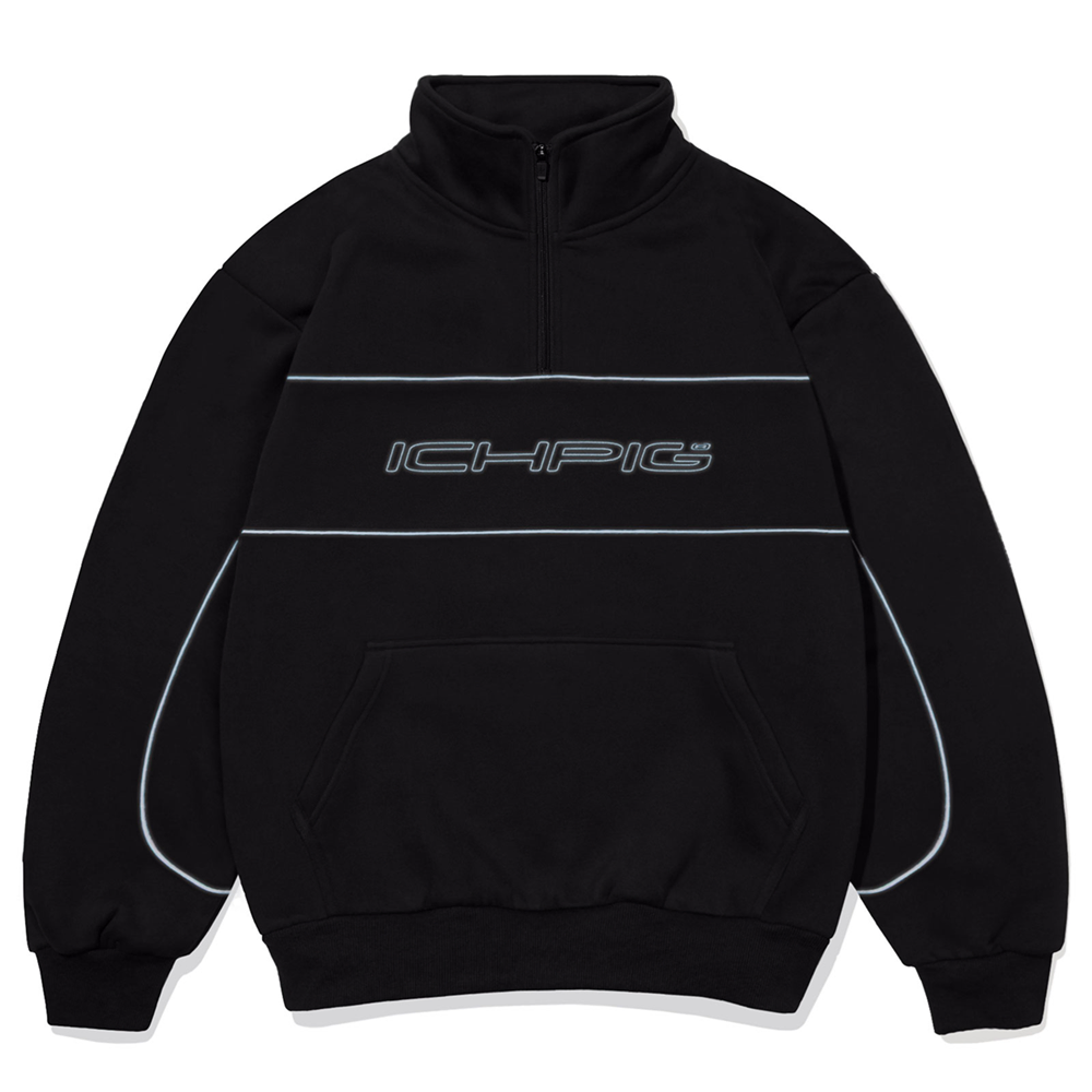Ichpig Flashback 1/4 Zip Black Crew Jumper [Size: L]