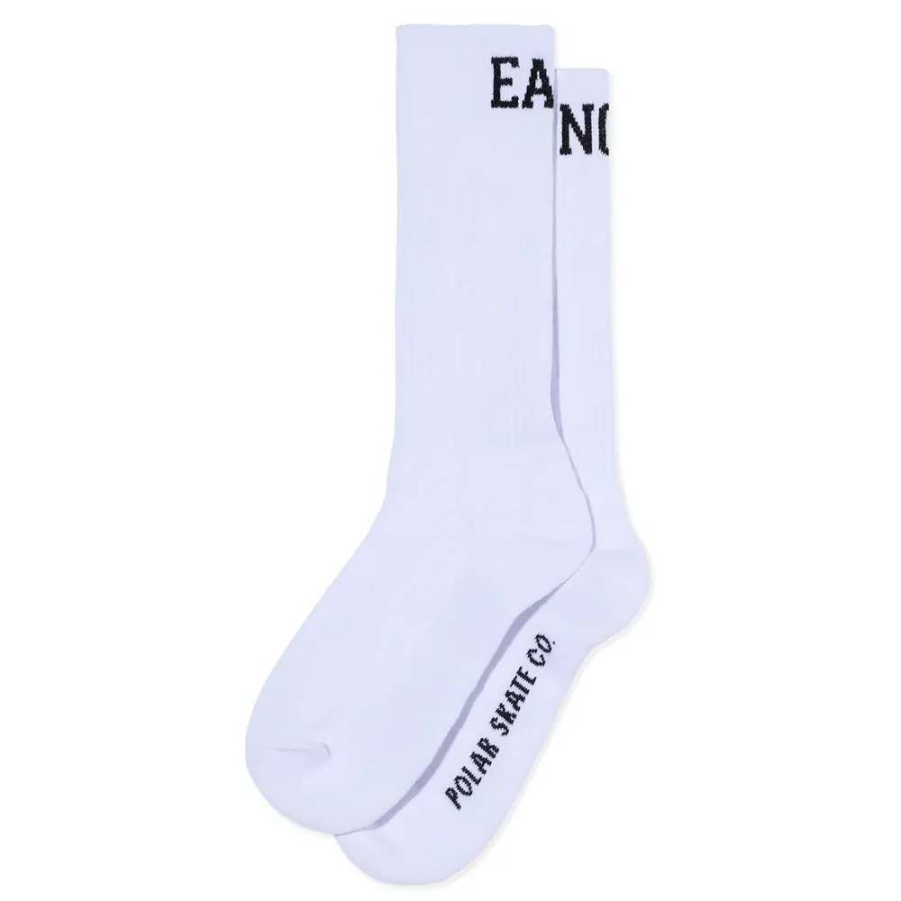 Polar Skate Co Rib Easy Now White 43-46 Long Socks